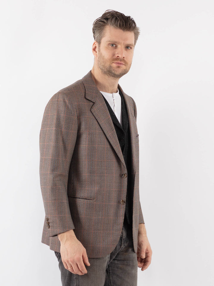Vintage 70's Men Wool Blazer Jacket in BrownZ1051