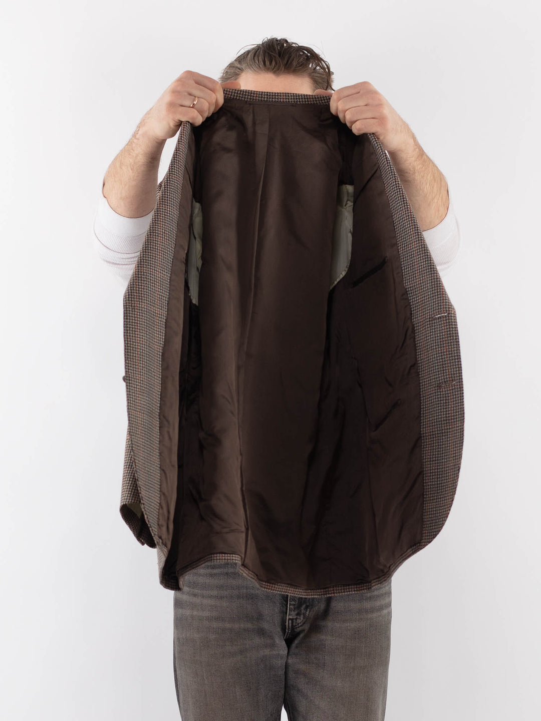 Vintage 70's Men Wool Blazer Jacket in BrownZ1051