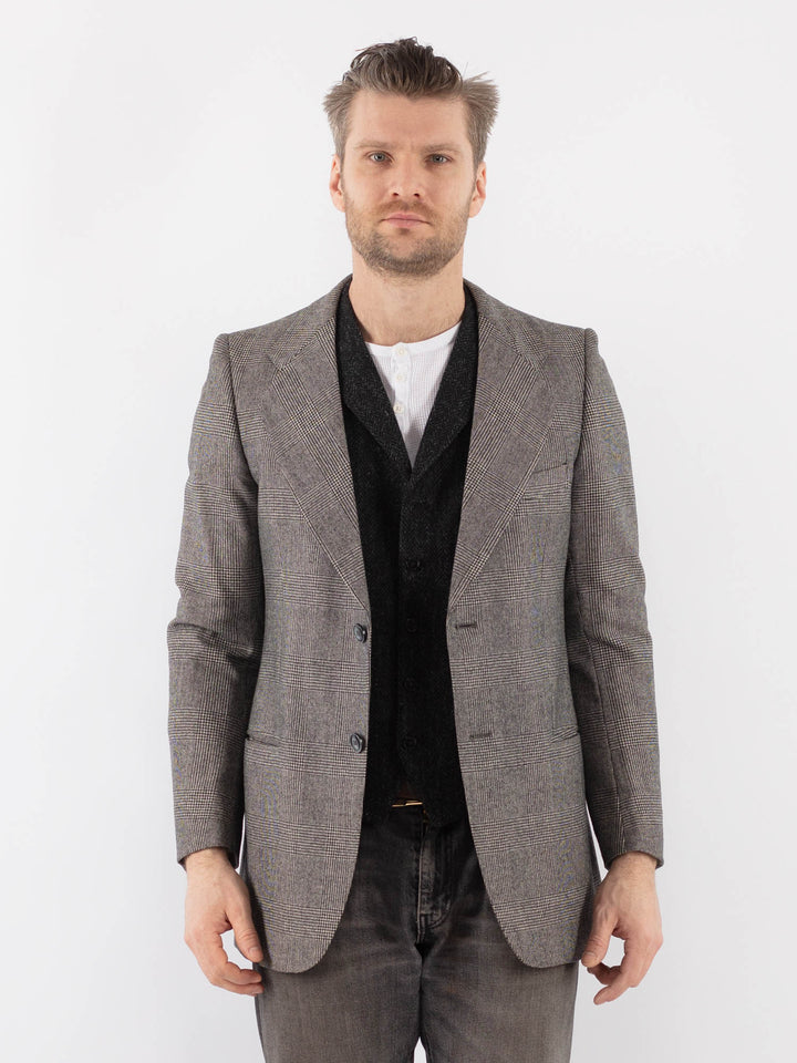 Vintage 70's Men Wool Blazer Jacket in GrayZ1052