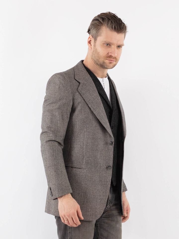 Vintage 70's Men Wool Blazer Jacket in GrayZ1052