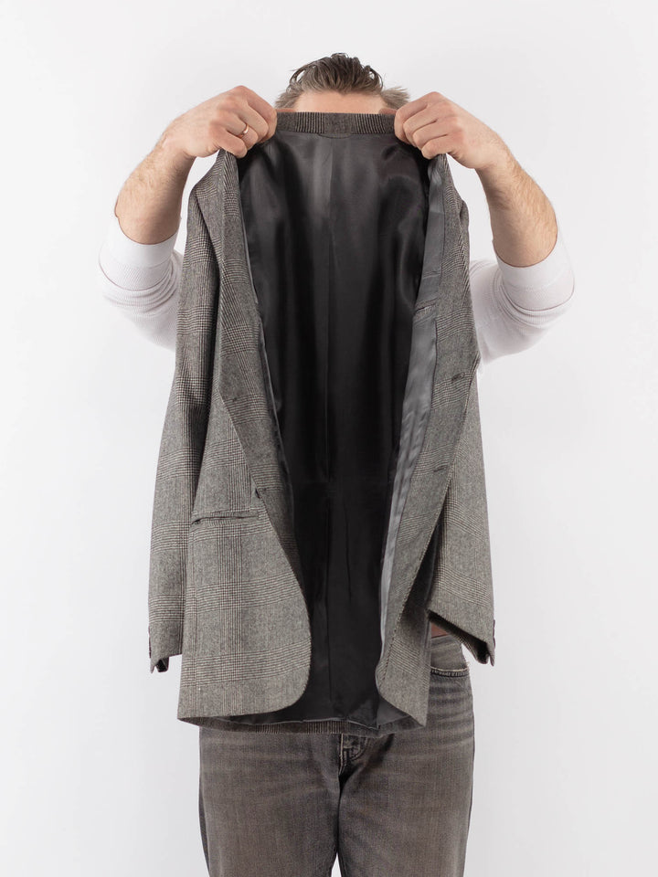 Vintage 70's Men Wool Blazer Jacket in GrayZ1052