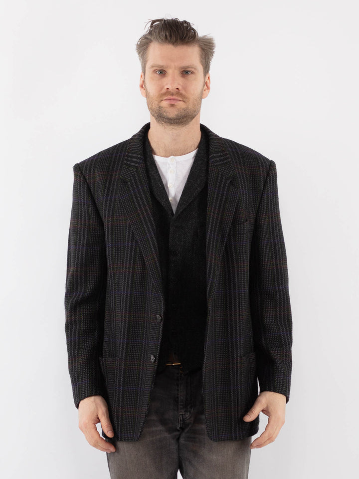Vintage 70's Men Wool Blazer Jacket in MultiZ1056