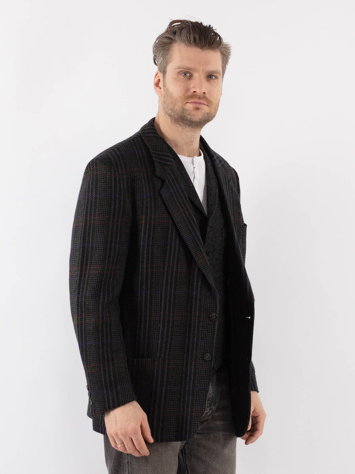 Vintage 70's Men Wool Blazer Jacket in MultiZ1056