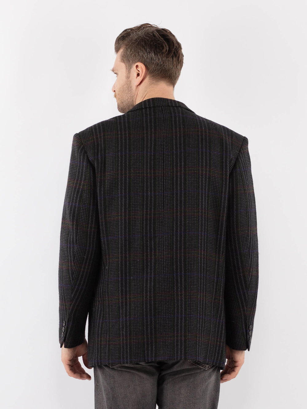 Vintage 70's Men Wool Blazer Jacket in MultiZ1056