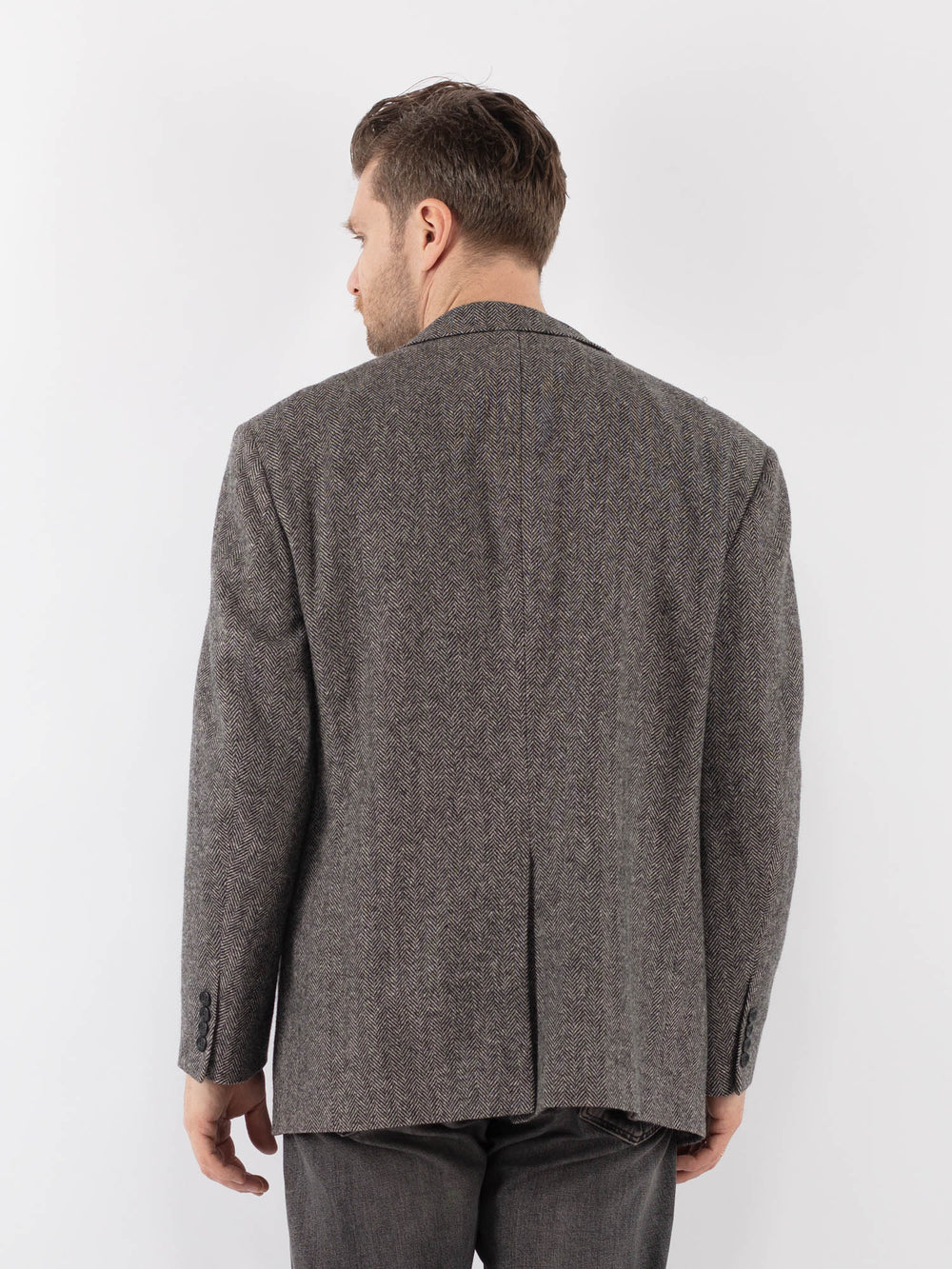 Vintage 70's Men Wool Blazer Jacket in GrayZ1059