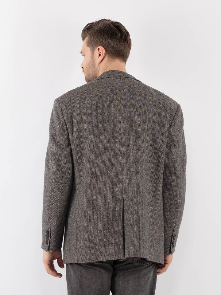 Vintage 70's Men Wool Blazer Jacket in GrayZ1059