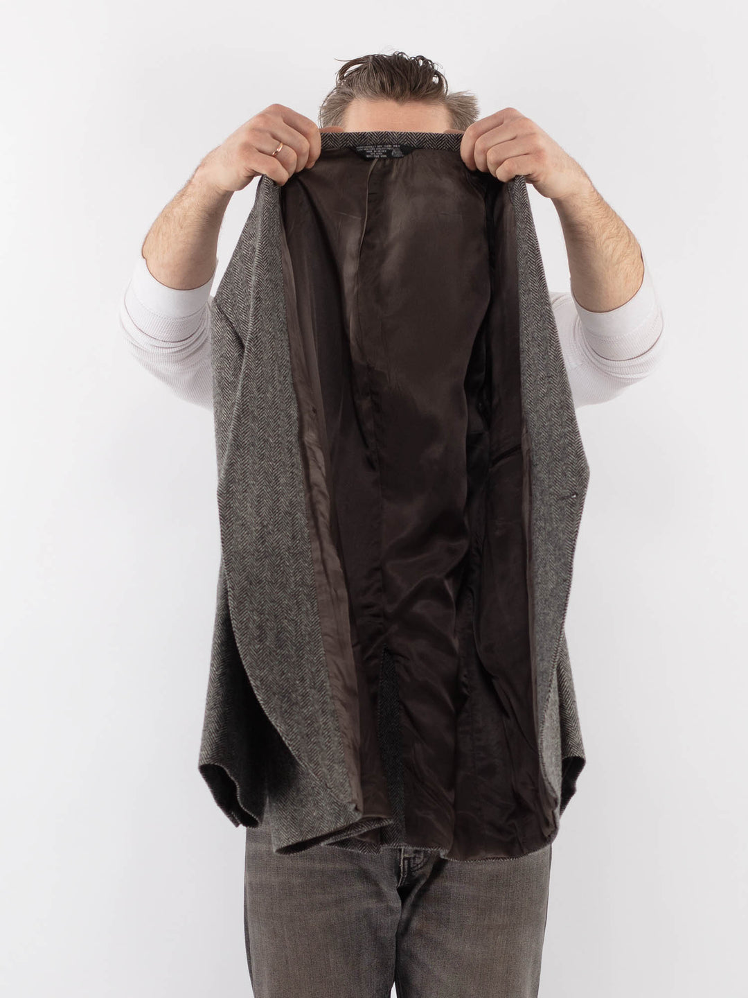 Vintage 70's Men Wool Blazer Jacket in GrayZ1059