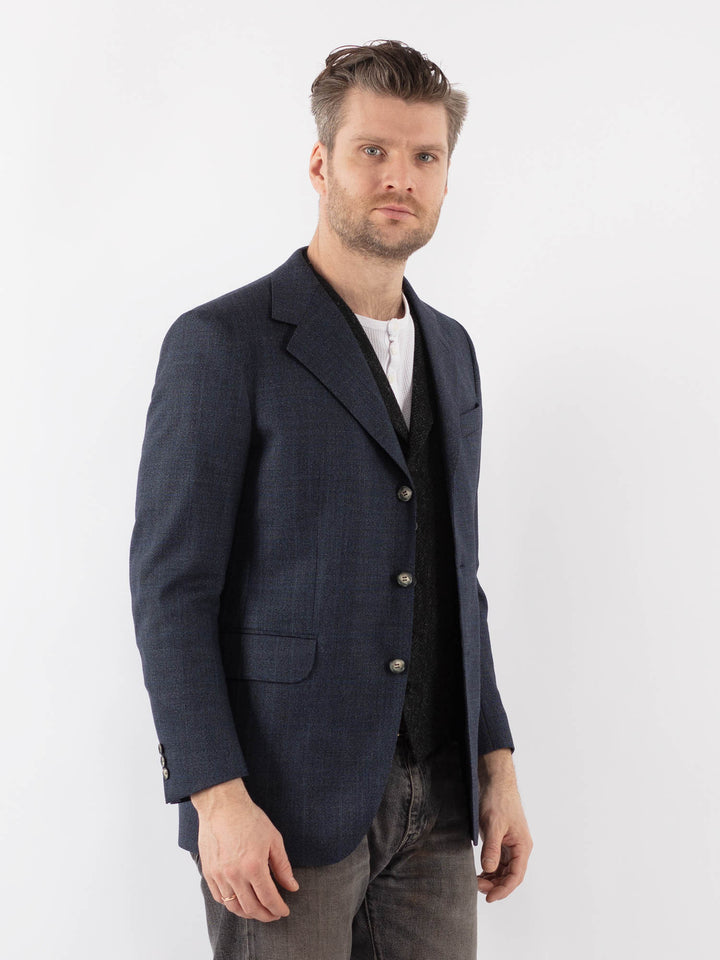 Vintage 70's Men Wool Blazer Jacket in BlueZ1067