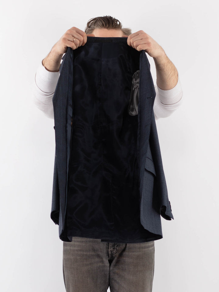 Vintage 70's Men Wool Blazer Jacket in BlueZ1067