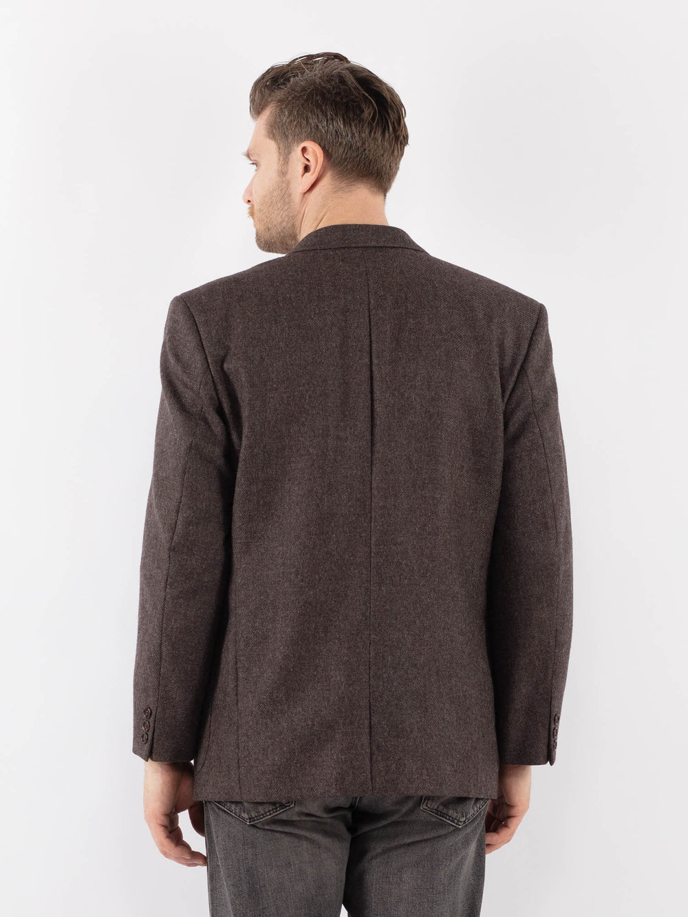 Vintage 70's Men Wool Blazer Jacket in BrownZ1071