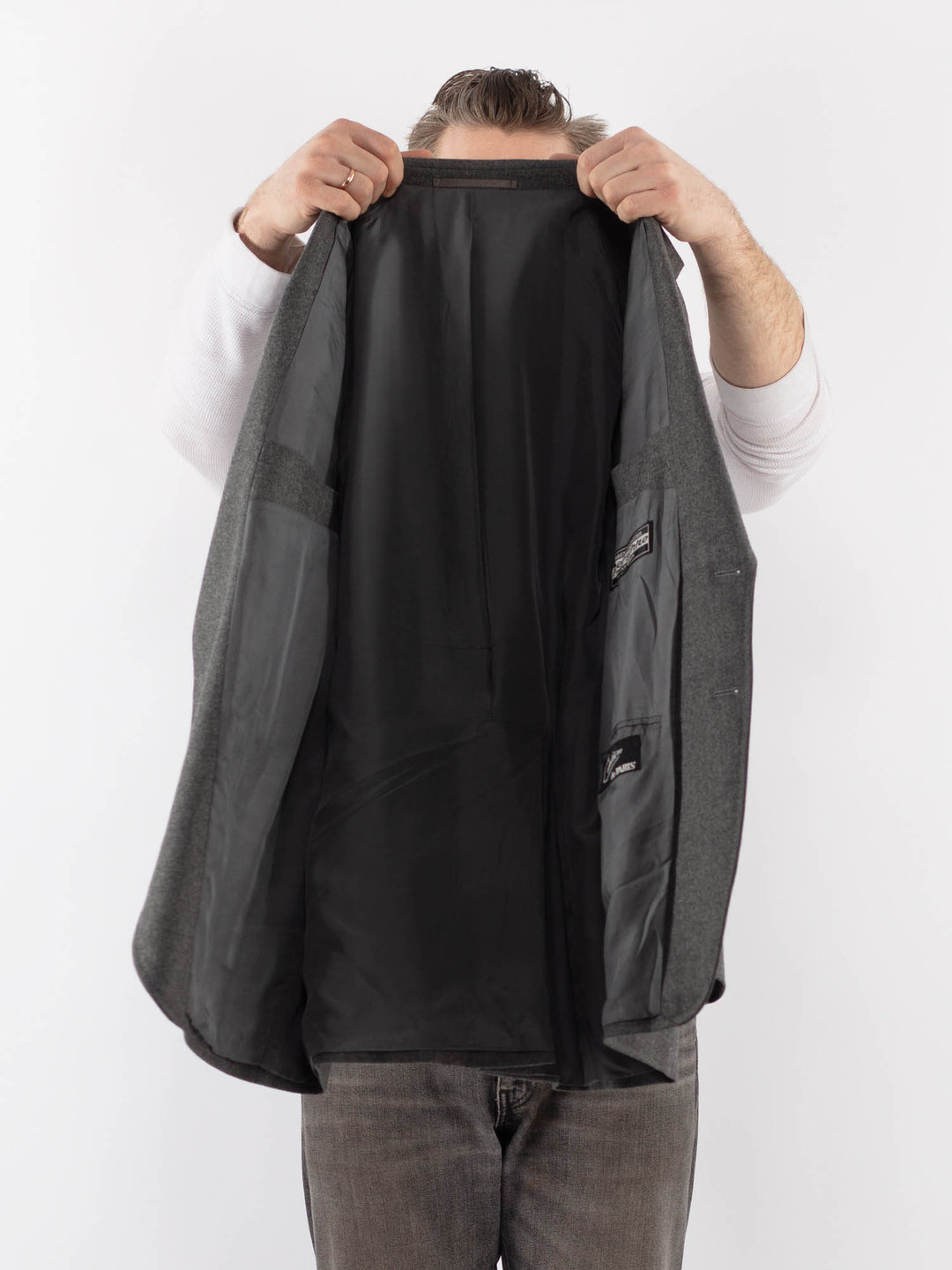 Vintage 70's Men Wool Blazer Jacket in GrayZ1073