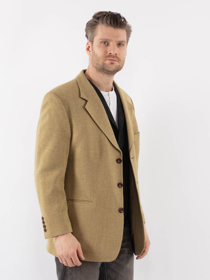 Vintage 70's Men Wool Blazer Jacket in BeigeZ1075