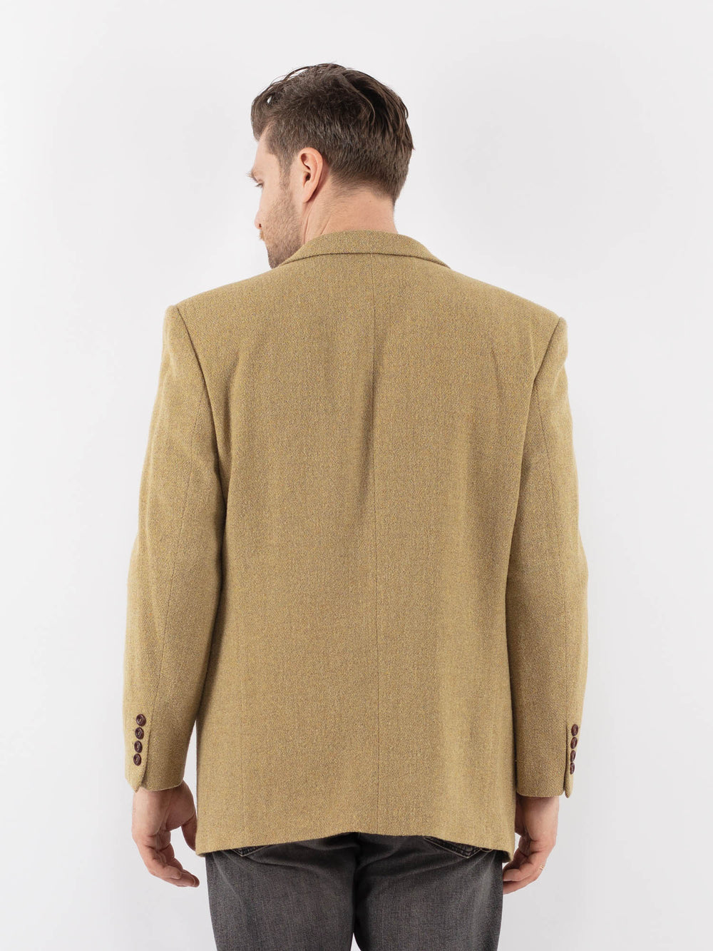 Vintage 70's Men Wool Blazer Jacket in BeigeZ1075