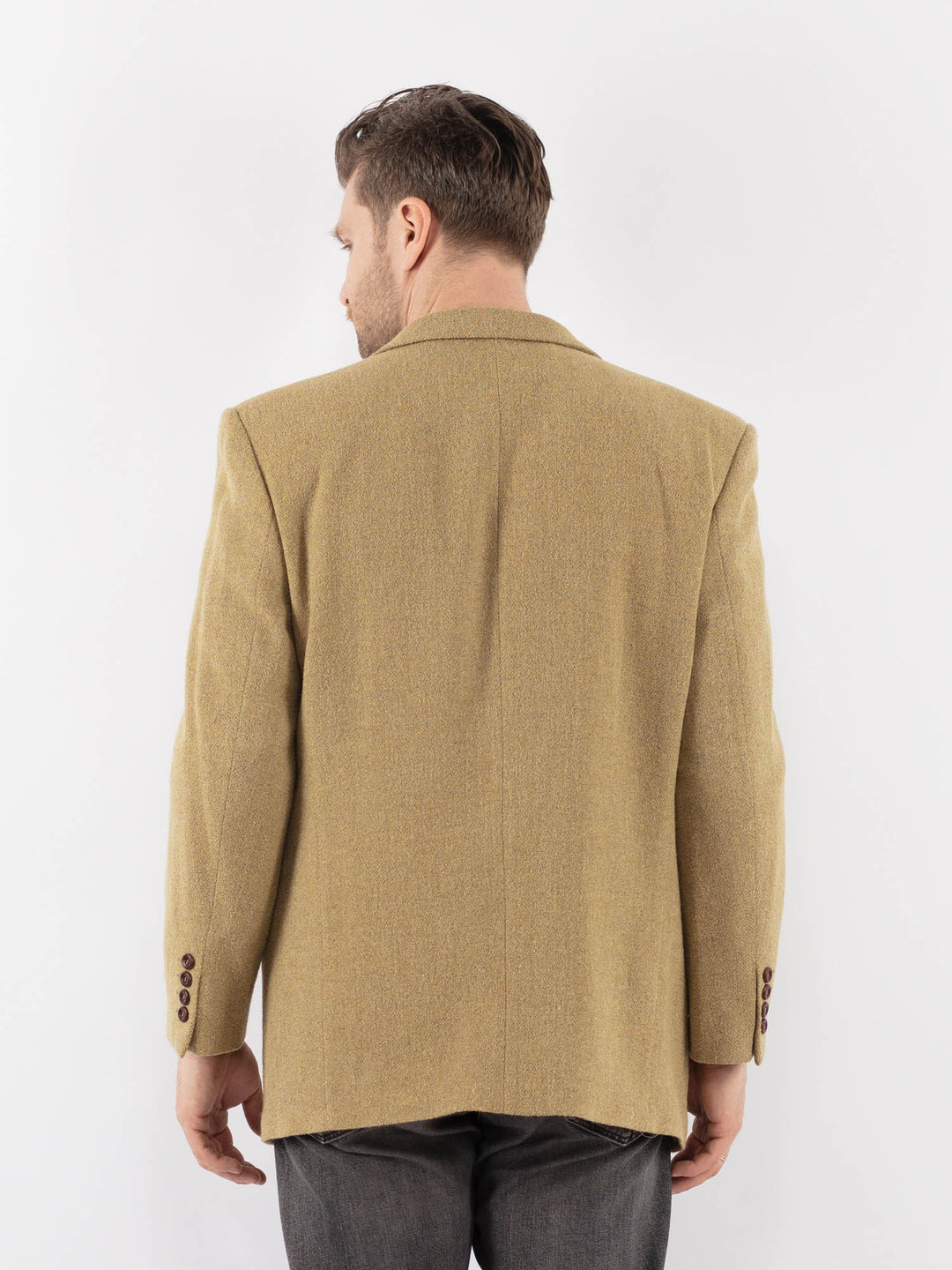 Vintage 70's Men Wool Blazer Jacket in BeigeZ1075