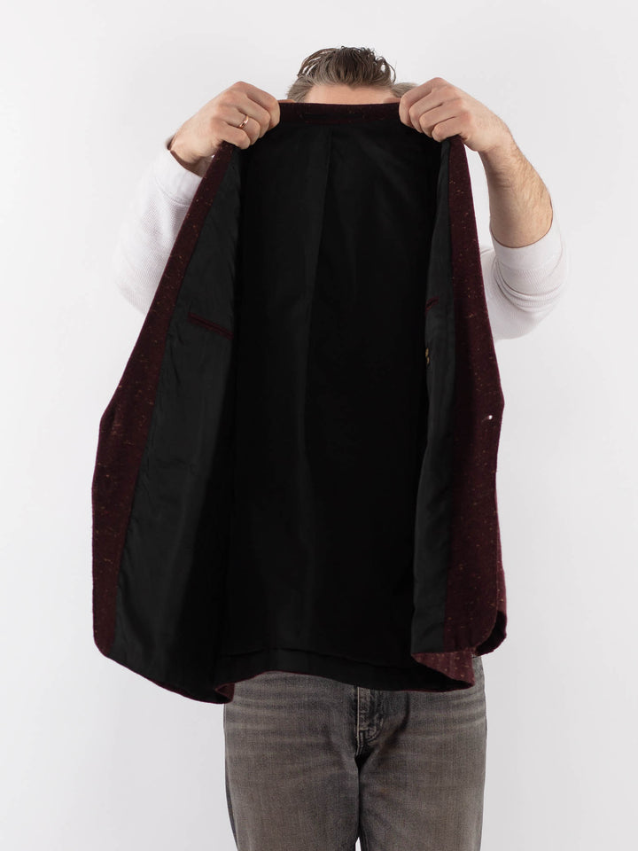 Vintage 70's Men Wool Blazer Jacket in RedZ1078