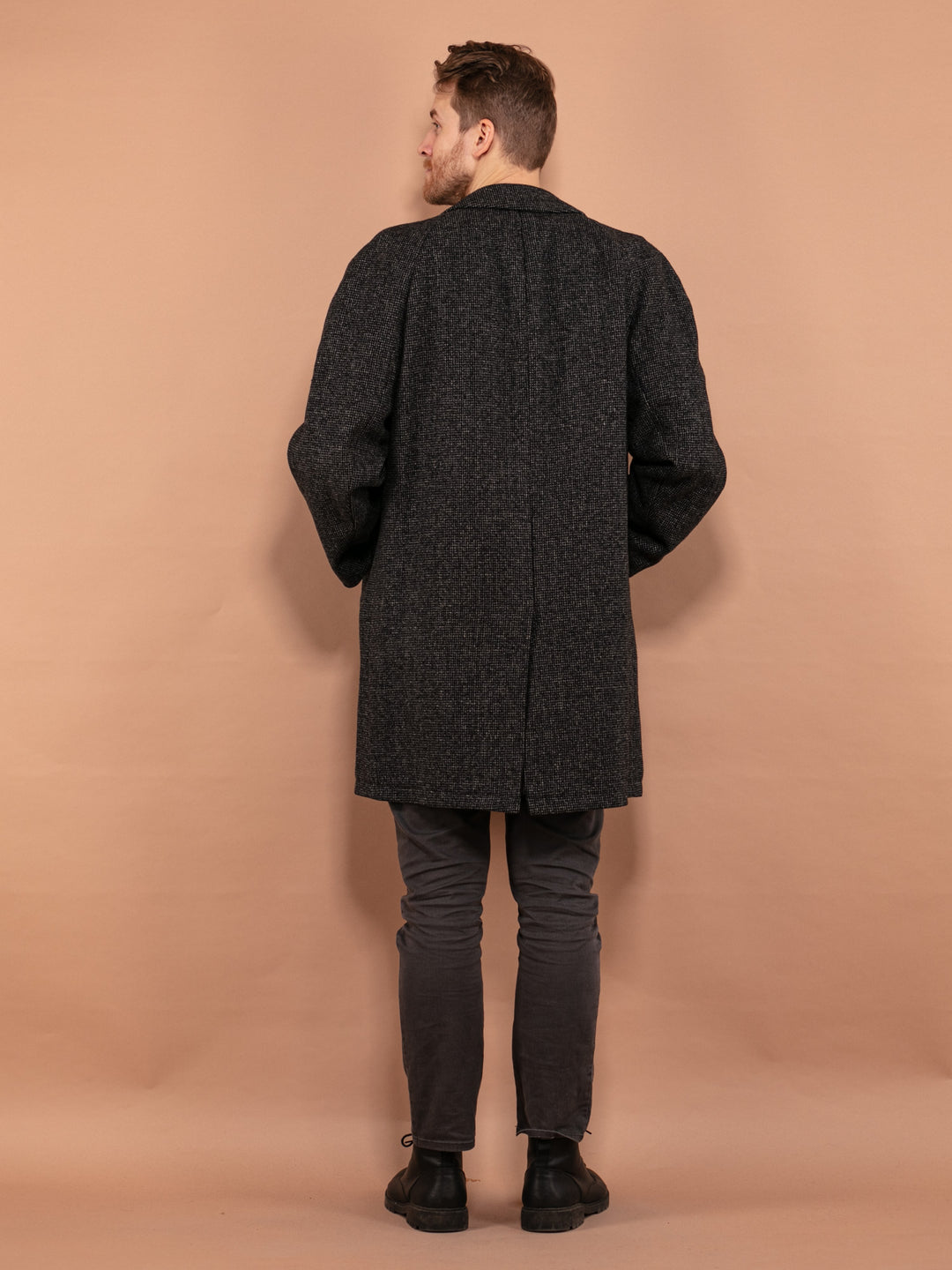 Vintage 70's Men Wool Coat in Gray - NorthernGrip