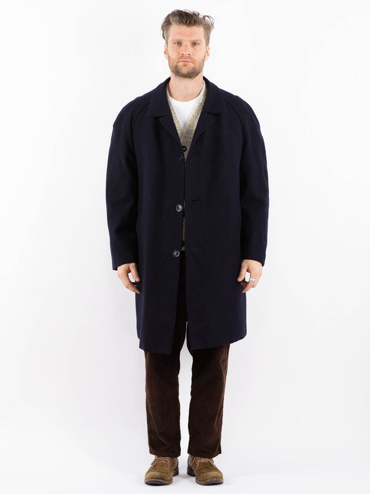 Vintage 70's Men Wool Coat in BlueZ1606