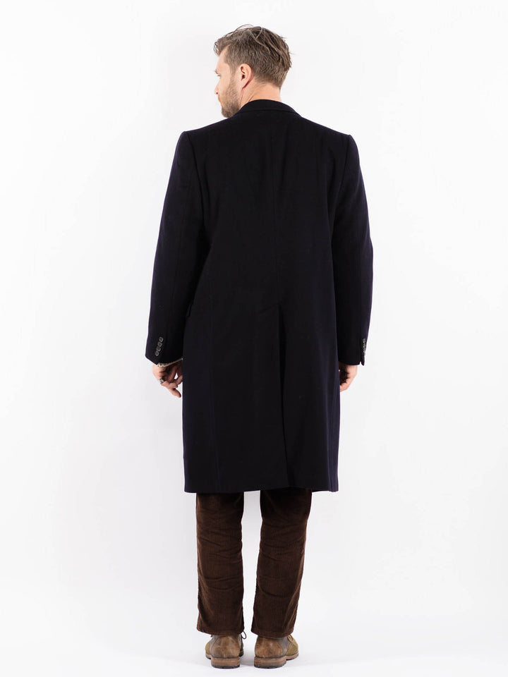 Vintage 70's Men Wool Coat in BlueZ1593