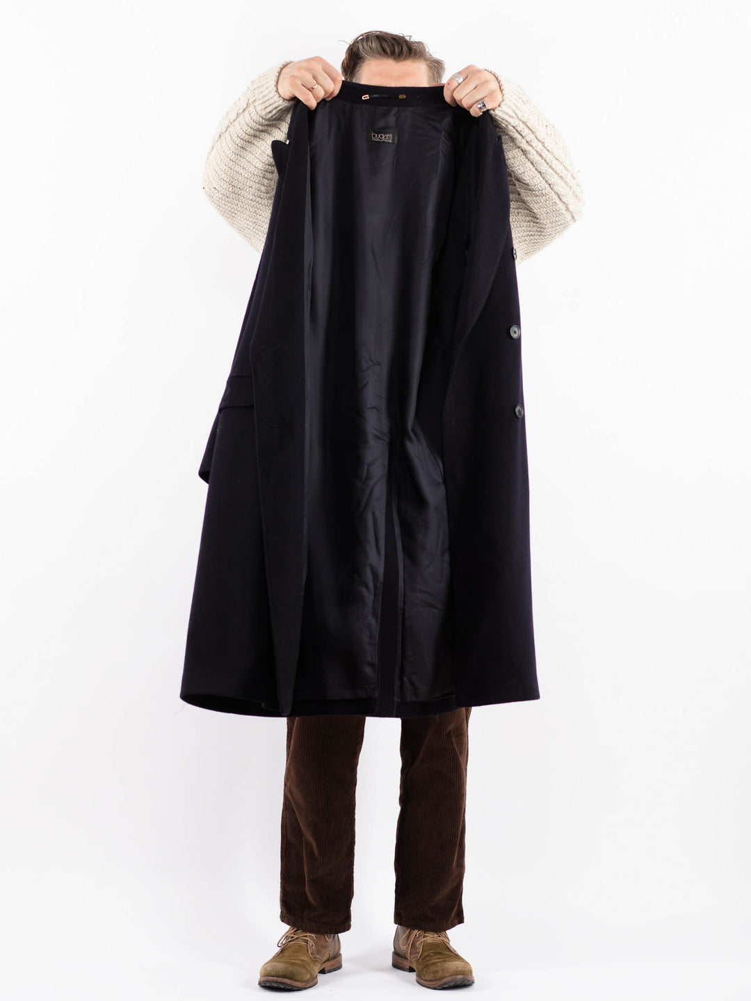 Vintage 70's Men Wool Coat in BlueZ1593