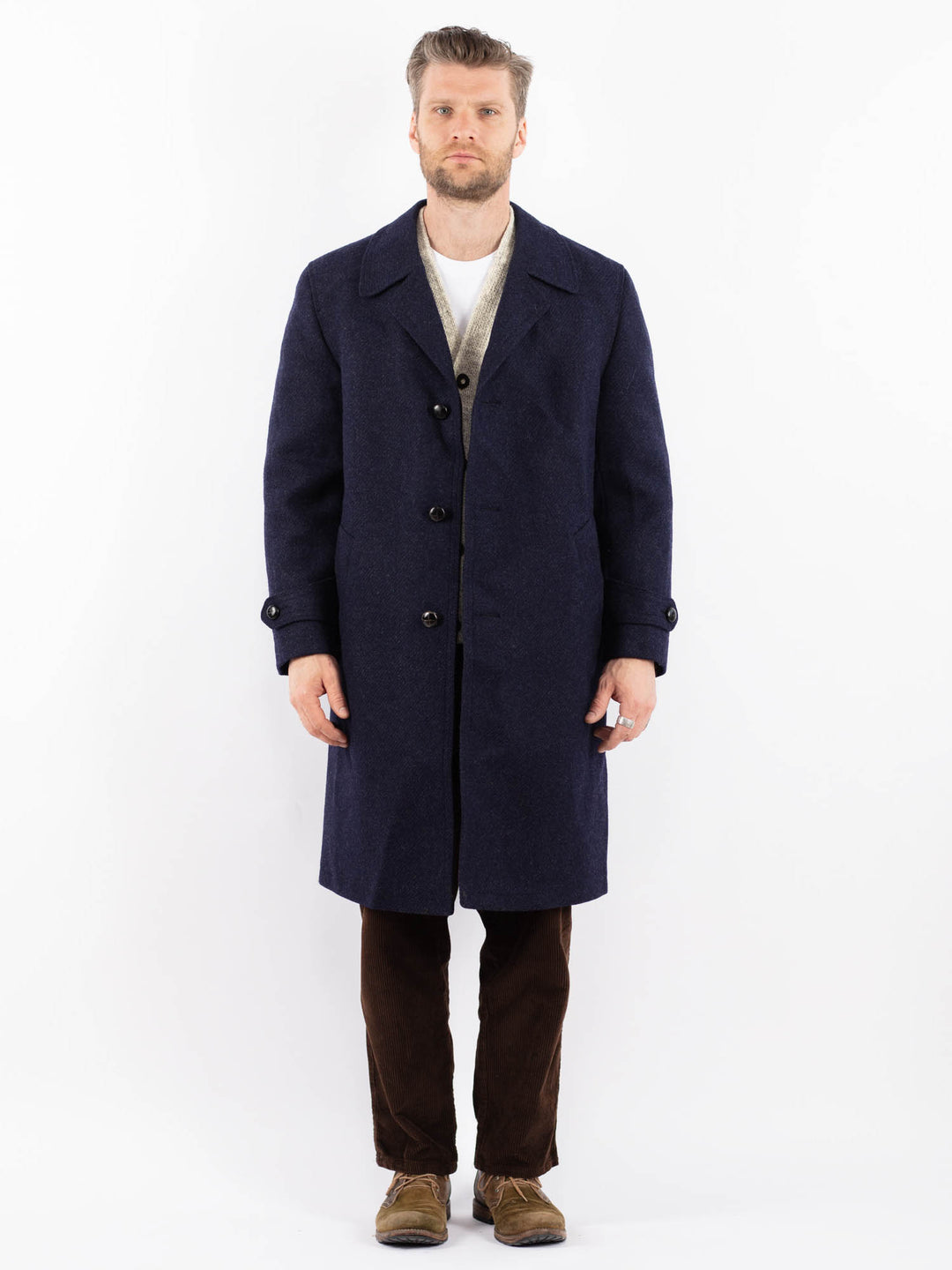 Vintage 70's Men Wool Coat in BlueZ1616