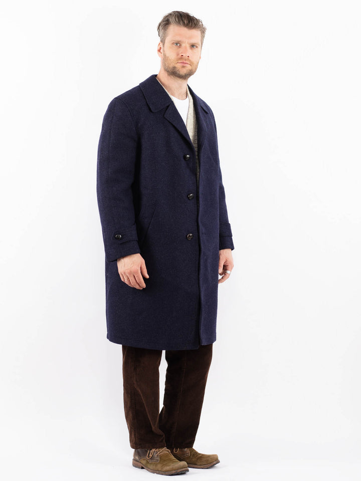 Vintage 70's Men Wool Coat in BlueZ1616