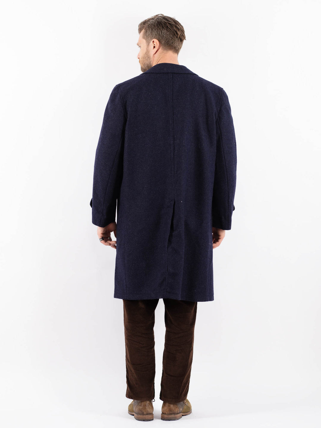 Vintage 70's Men Wool Coat in BlueZ1616