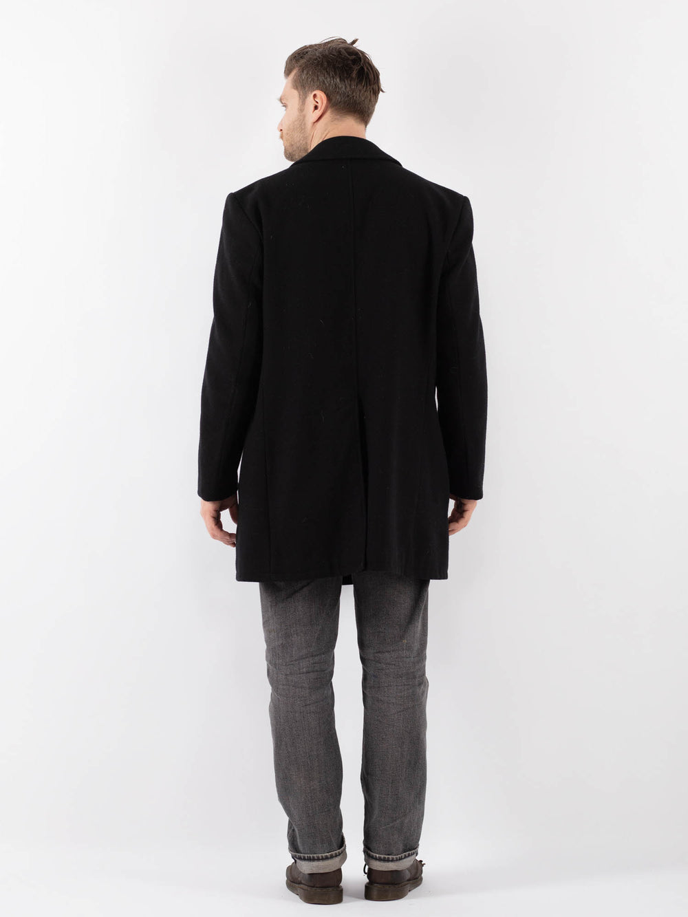 Vintage 70's Men Wool Blazer Coat in BlackZ1117