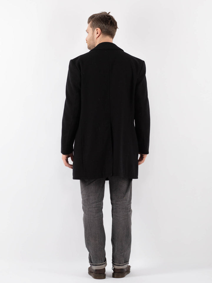 Vintage 70's Men Wool Blazer Coat in BlackZ1117