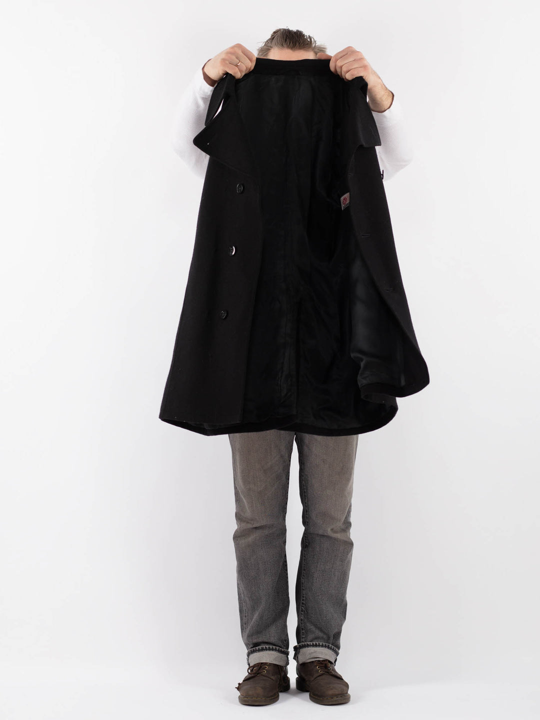 Vintage 70's Men Wool Blazer Coat in BlackZ1117