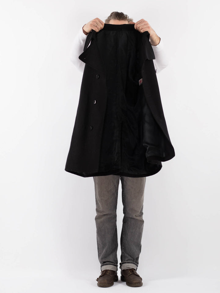 Vintage 70's Men Wool Blazer Coat in BlackZ1117