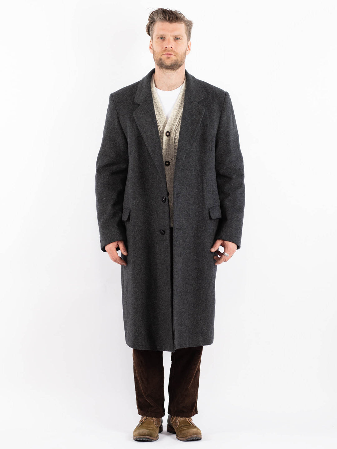 Vintage 70's Men Wool Coat in GrayZ1631
