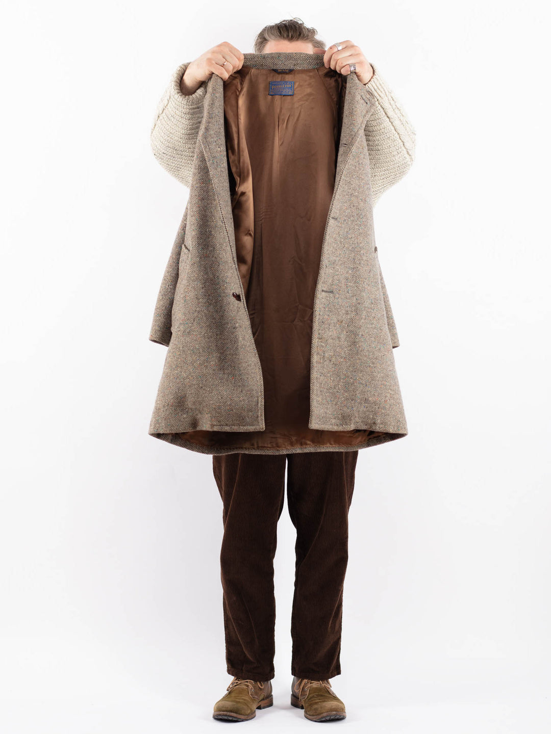 Vintage 70's Men Wool Coat in BeigeZ1633