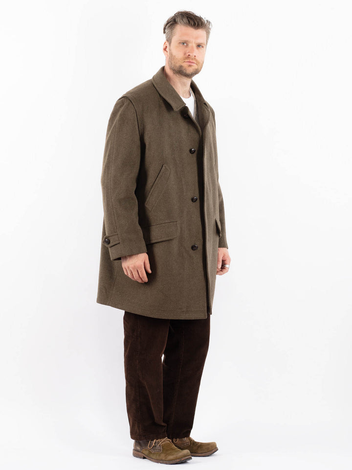Vintage 70's Men Wool Coat in GreenZ1635