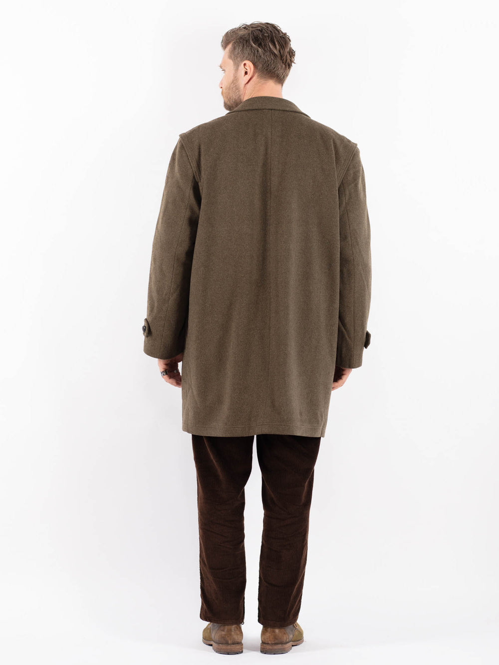 Vintage 70's Men Wool Coat in GreenZ1635