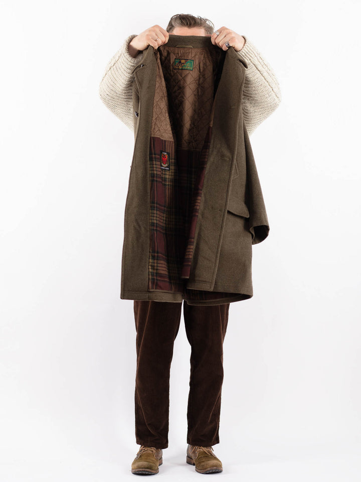 Vintage 70's Men Wool Coat in GreenZ1635