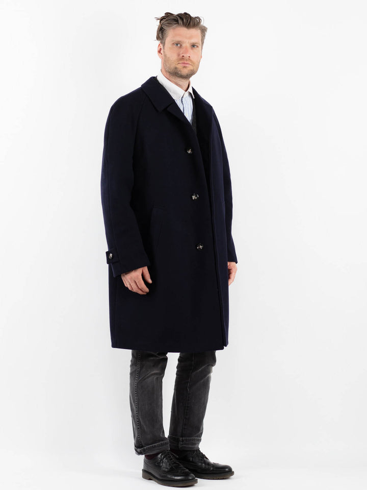 Vintage 70's Men Wool Coat in BlueZ1762