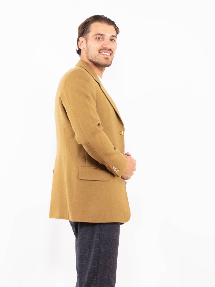 Vintage 70's Men Wool Blazer Jacket in Olive Green