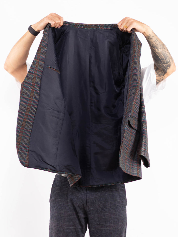 Vintage 70's Men Wool Blazer Jacket in Multi