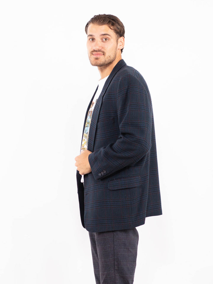 Vintage 70's Men Wool Blazer Jacket in Blue