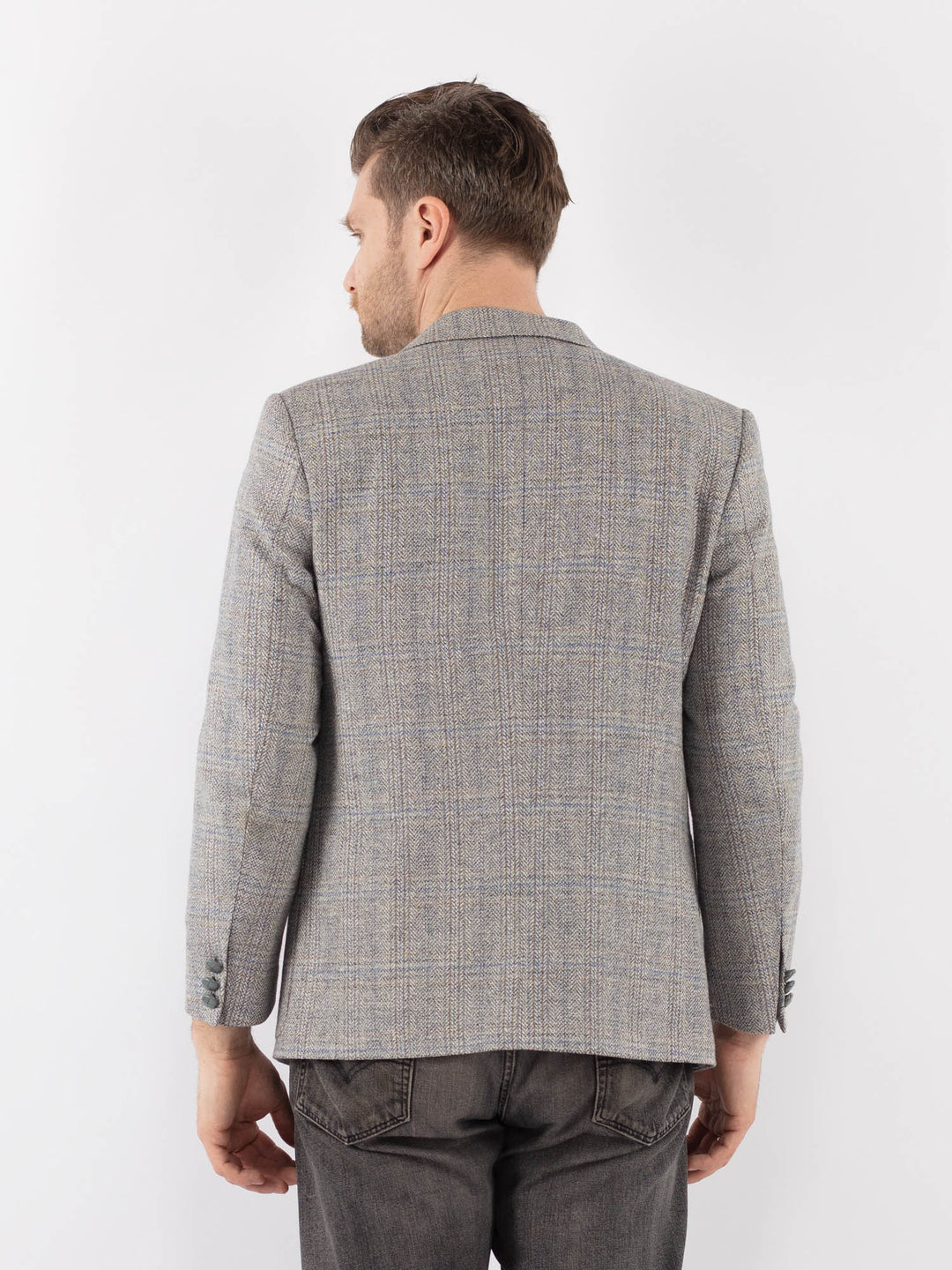 Vintage 70's Men Wool Blazer Jacket in Gray