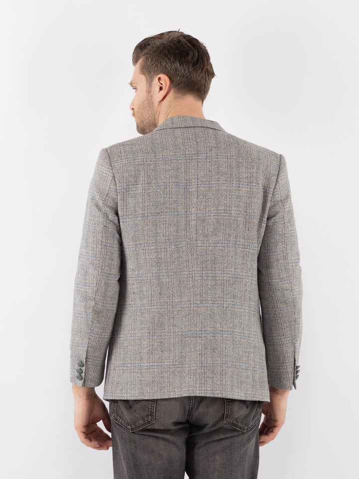 Vintage 70's Men Wool Blazer Jacket in Gray