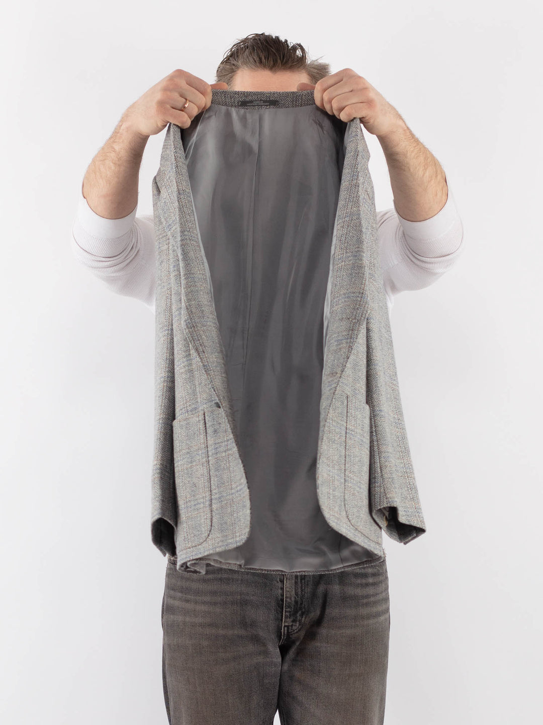 Vintage 70's Men Wool Blazer Jacket in Gray