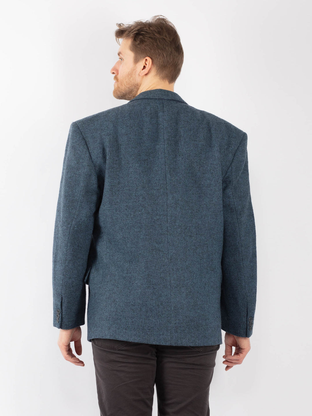 Vintage 70's Men Wool Blazer Jacket in Blue