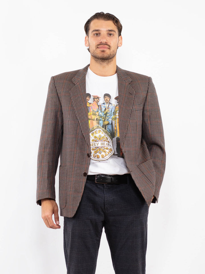 Vintage 70's Men Wool Blazer Jacket in Brown