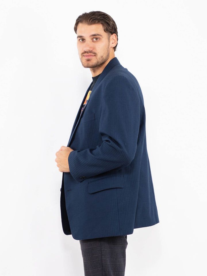 Vintage 70's Men Wool Blend Blazer Jacket in BlueZ2434