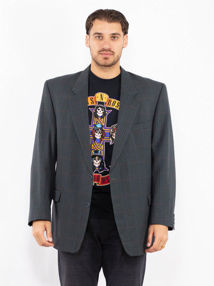 Vintage 70's Men Wool Blend Blazer Jacket in BlueZ2436