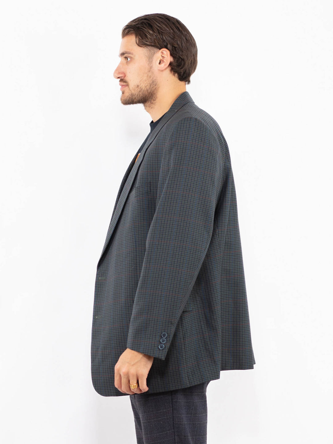Vintage 70's Men Wool Blend Blazer Jacket in BlueZ2436