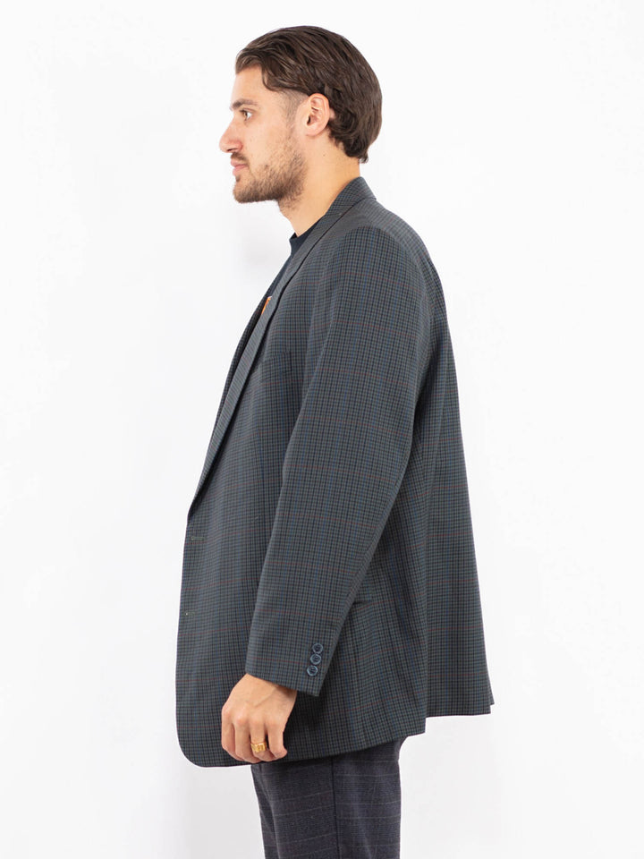 Vintage 70's Men Wool Blend Blazer Jacket in BlueZ2436