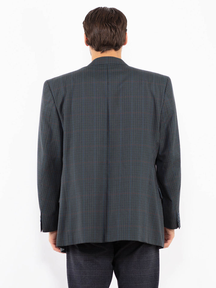 Vintage 70's Men Wool Blend Blazer Jacket in BlueZ2436