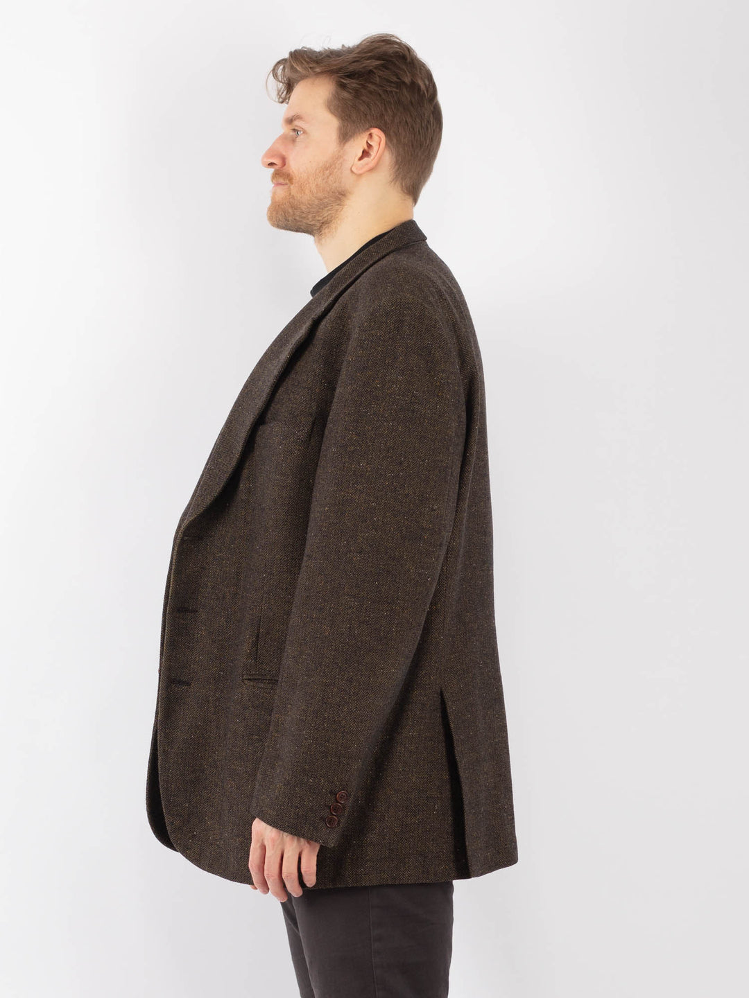 Vintage 70's Men Wool Blazer Jacket in Dark Green